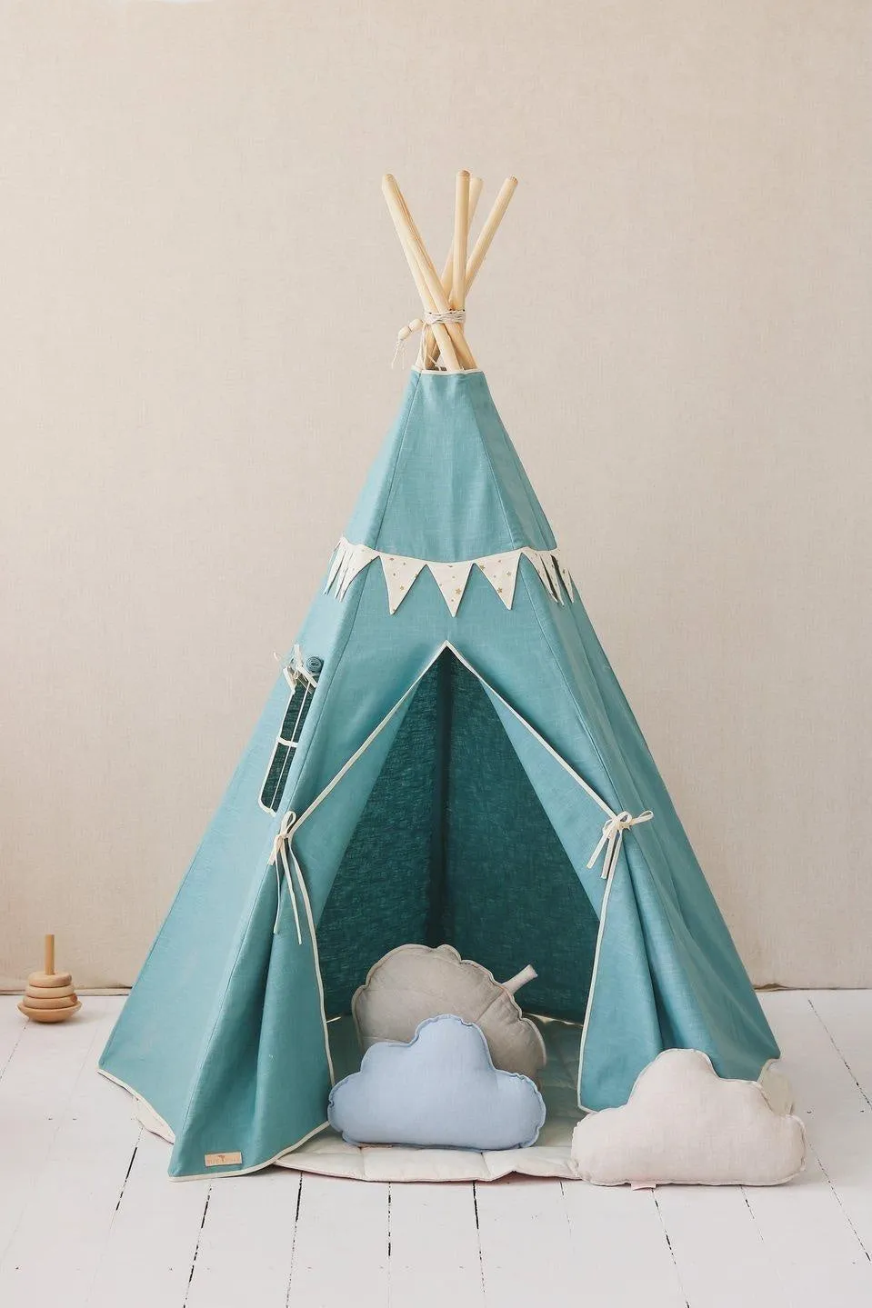 Gold Stars Teepee Tent With Garland And Mat Set