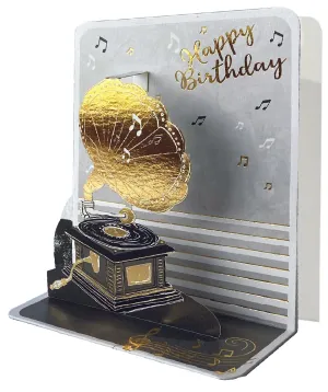 Gramophone Pop-up Small 3D Card