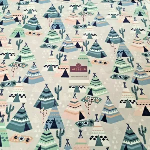 Grey Teepee tents Cotton Winceyette Soft Brushed Flannel Fabric 110cm MK1227-4