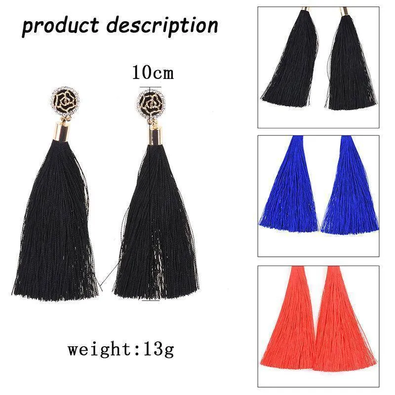 High Quality Camellia Tassel Vintage Earrings