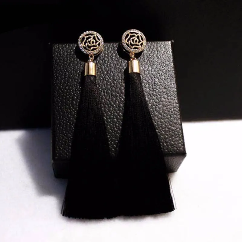 High Quality Camellia Tassel Vintage Earrings