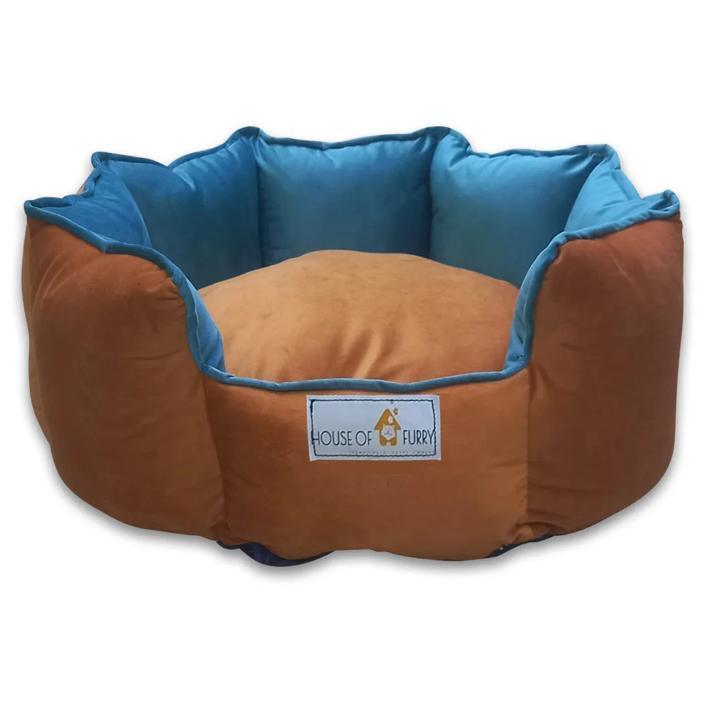 House of Furry Ultra Soft Velvet Luxury Jazz Donut Sofa Bed for Dogs and Cats (Multicolor)