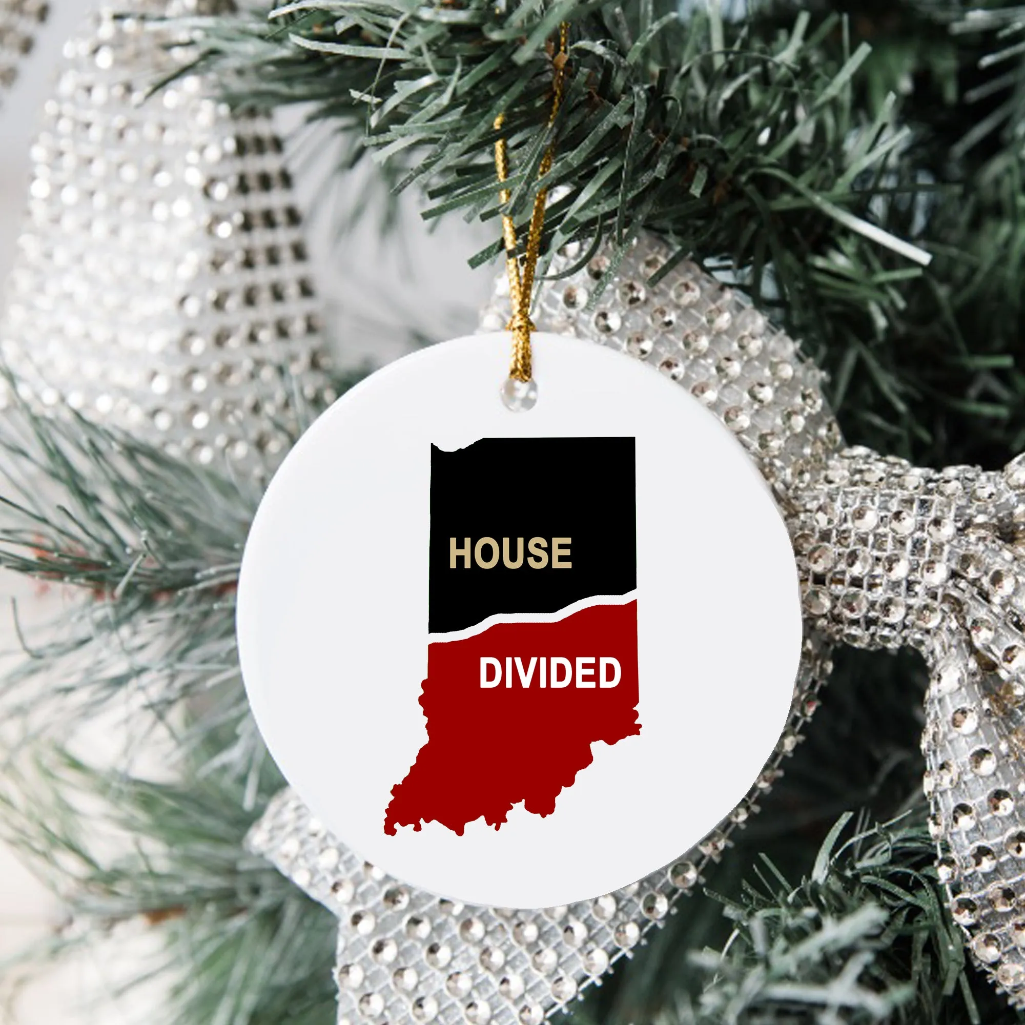 Indiana House Divided Ceramic Ornament