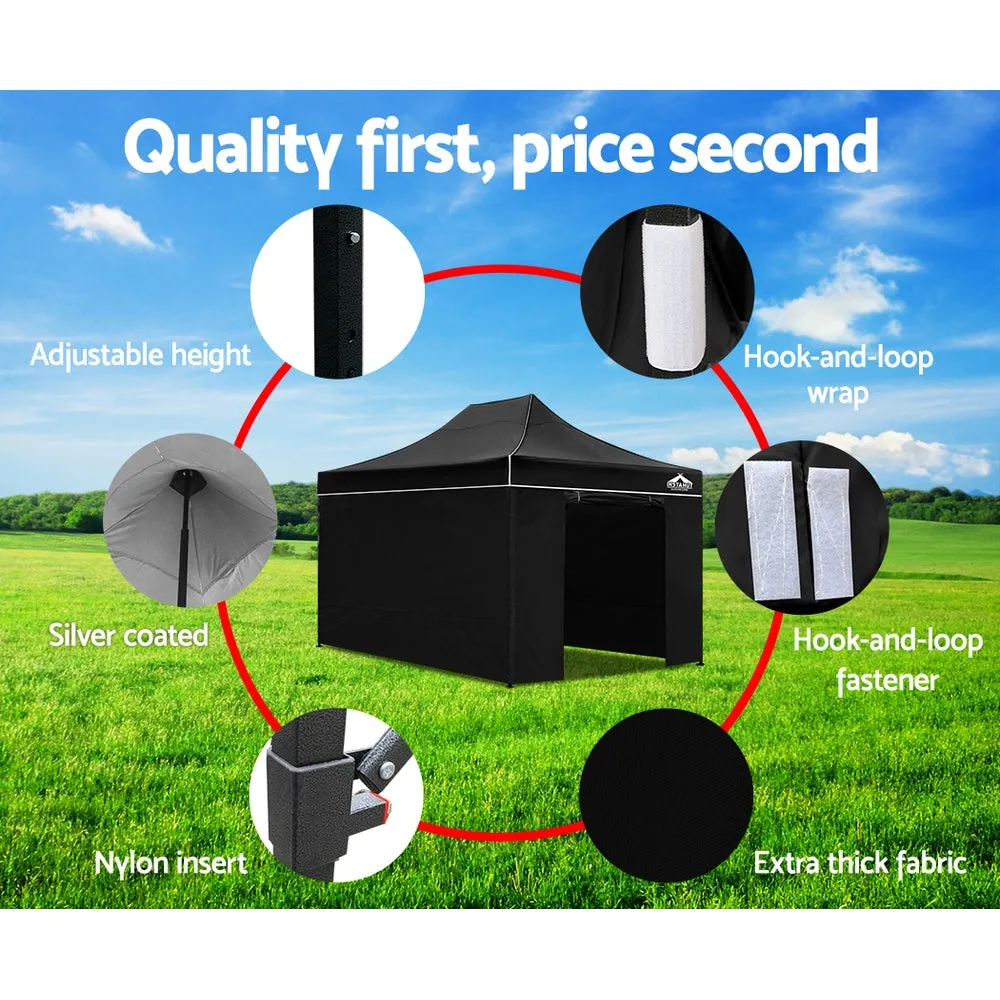 Instahut Gazebo 3x4.5 Pop Up Marquee Folding Tent Wedding Gazebos Camping Outdoor Shade Canopy Black