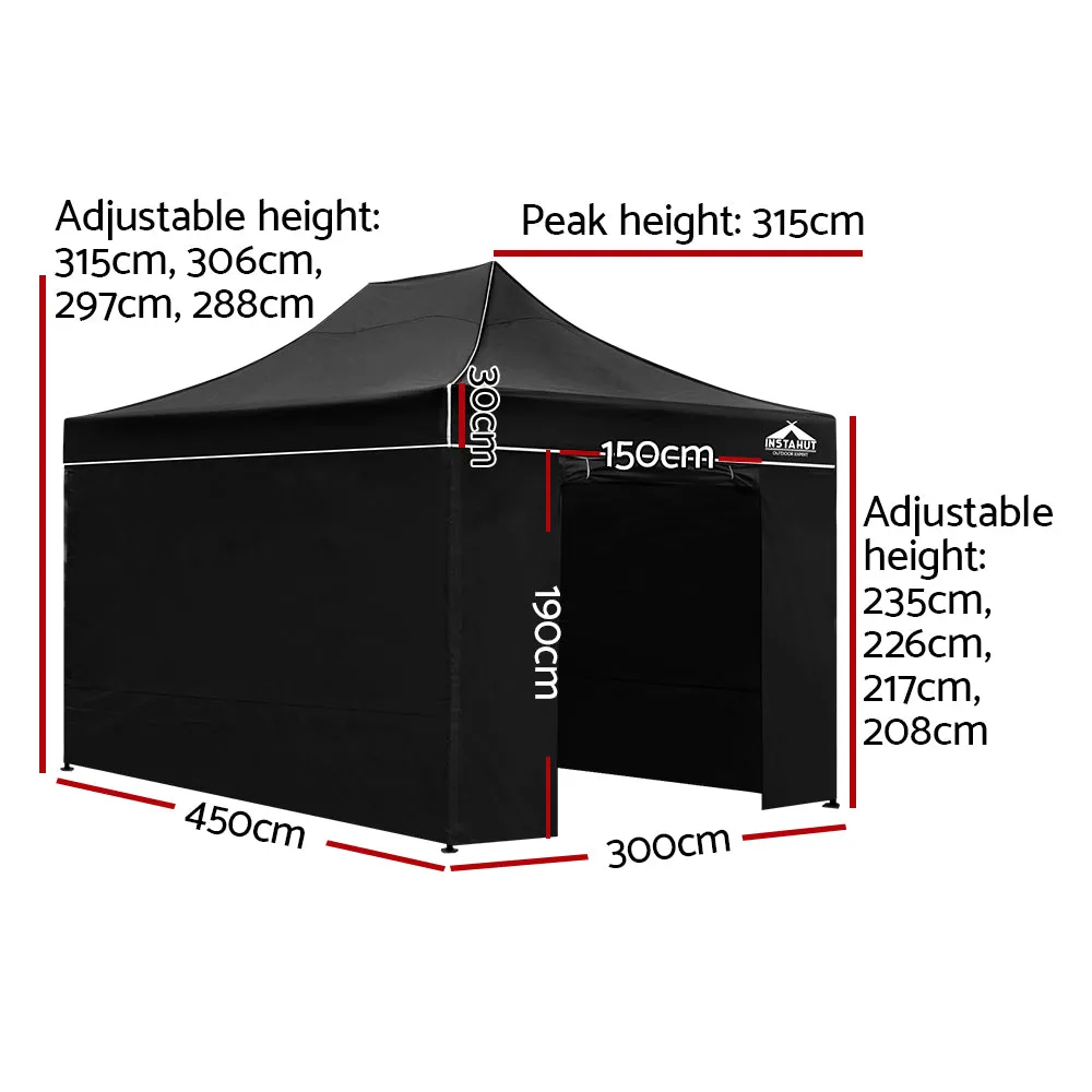 Instahut Gazebo 3x4.5 Pop Up Marquee Folding Tent Wedding Gazebos Camping Outdoor Shade Canopy Black