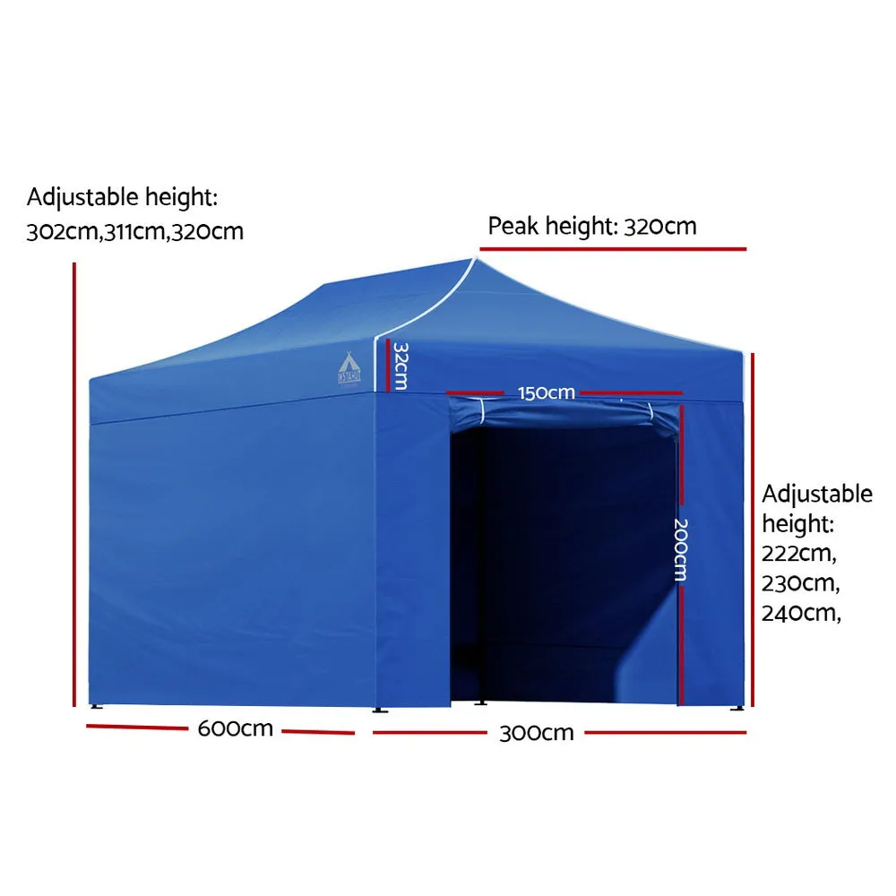 Instahut Gazebo 3x6 Pop Up Marquee Folding Tent Wedding Gazebos Camping Outdoor Shade Canopy Blue