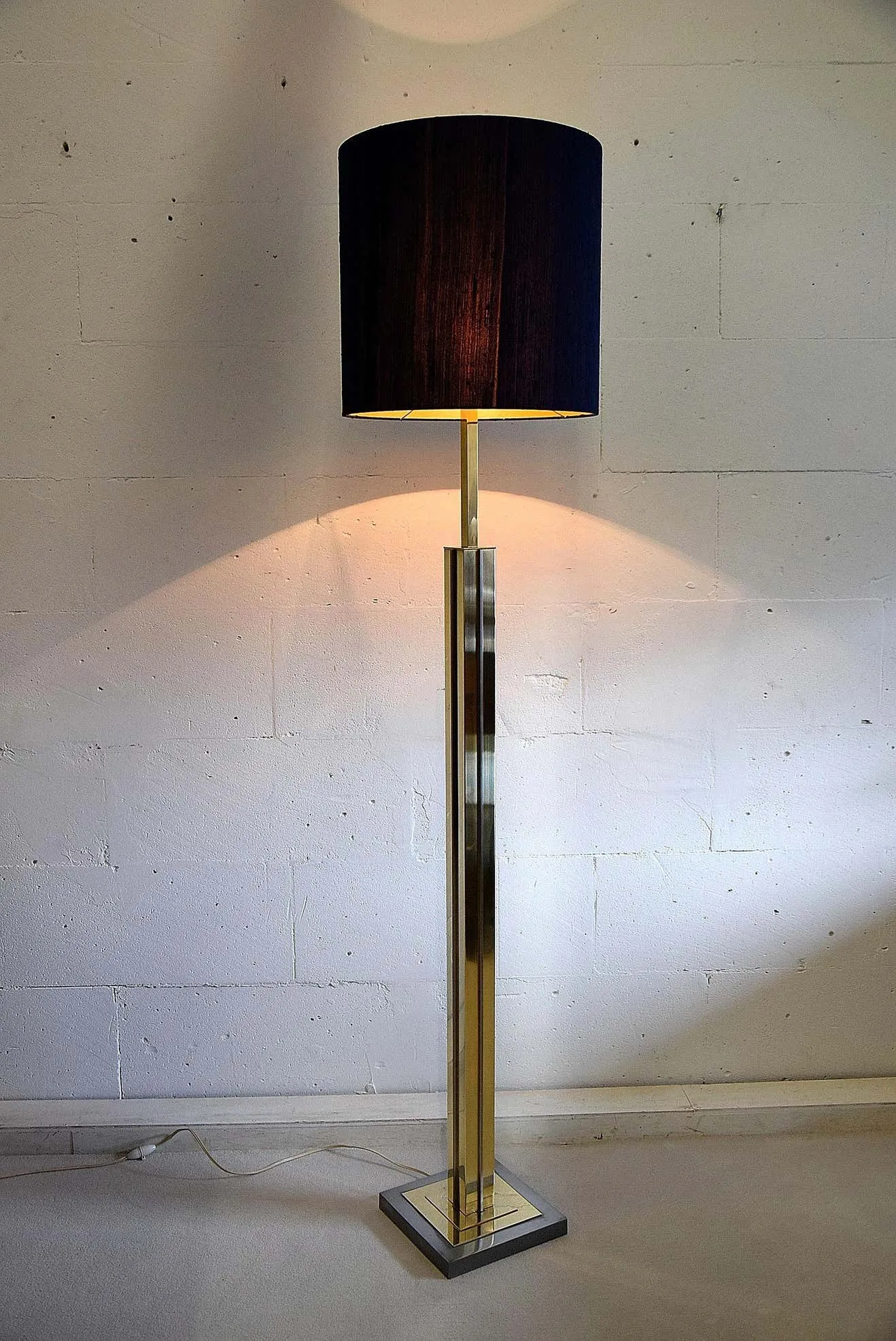 Italian Hollywood Regency Brass and Chrome Willy Rizzo Floor Lamp