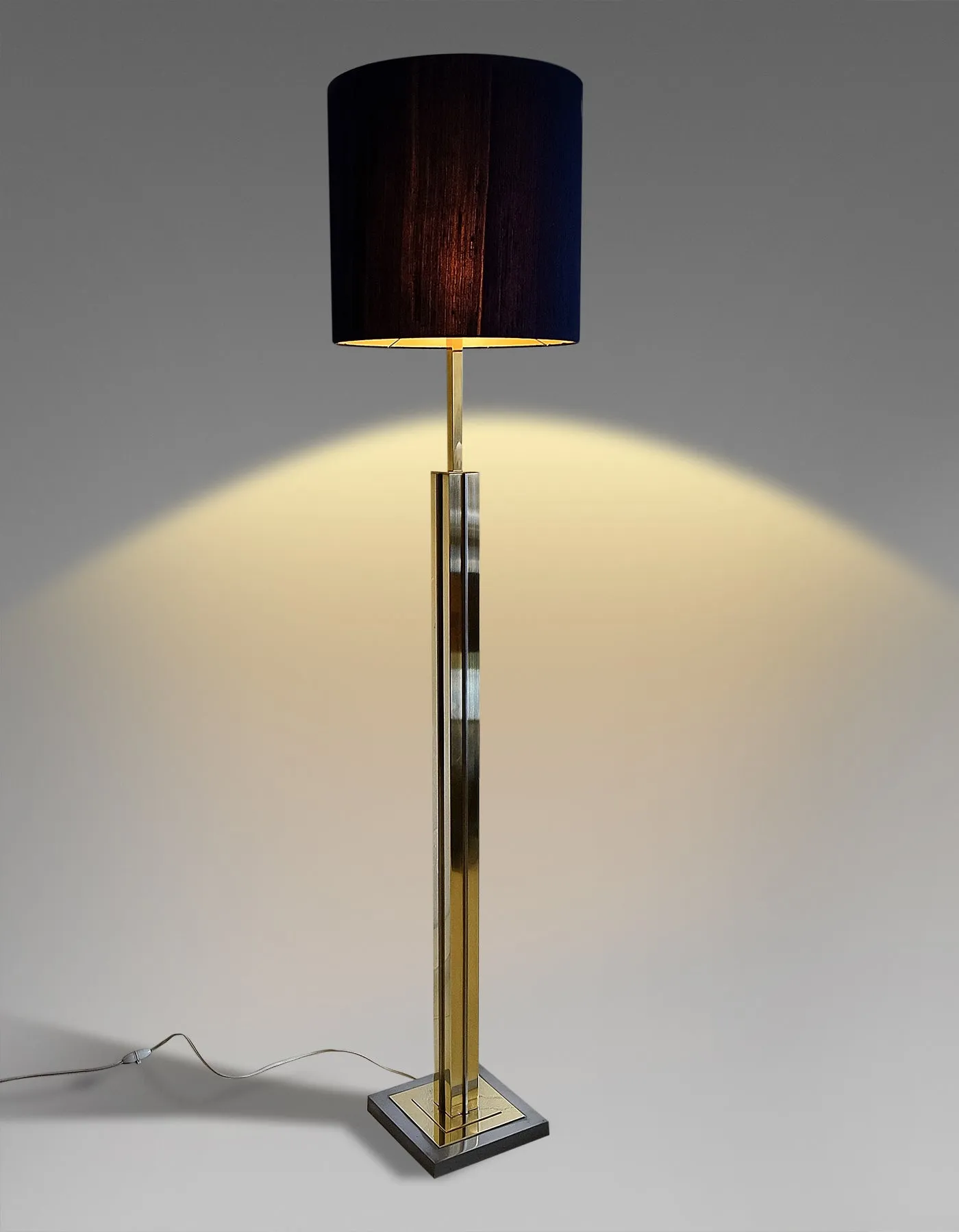 Italian Hollywood Regency Brass and Chrome Willy Rizzo Floor Lamp