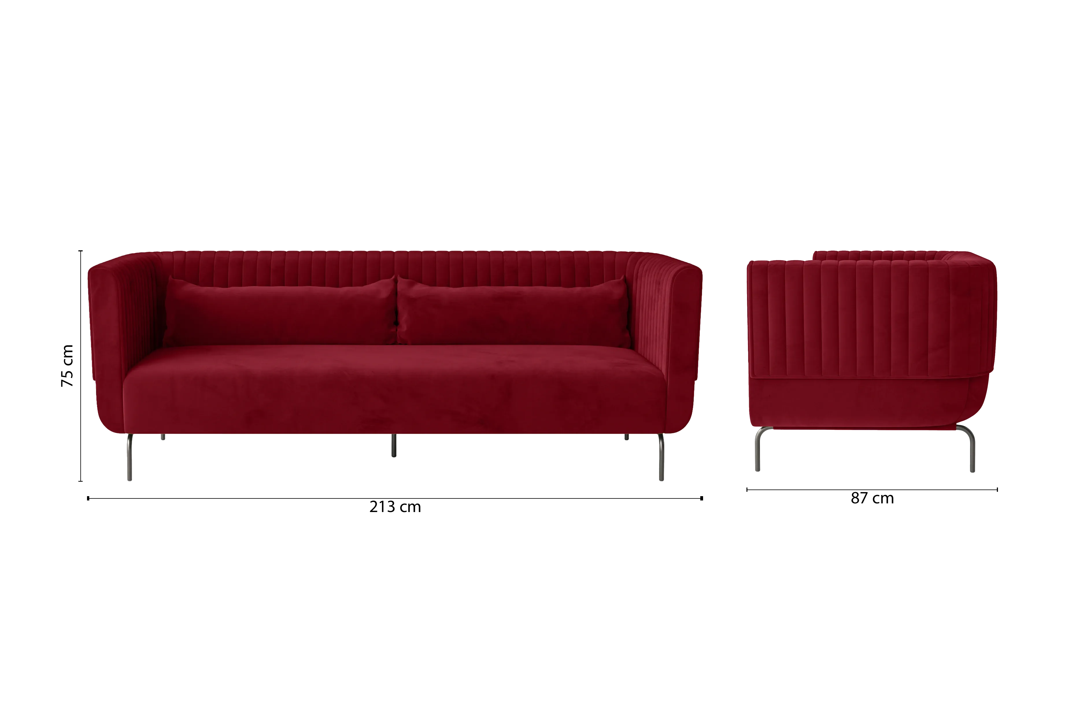 Jackson 3 Seater Sofa Red Velvet