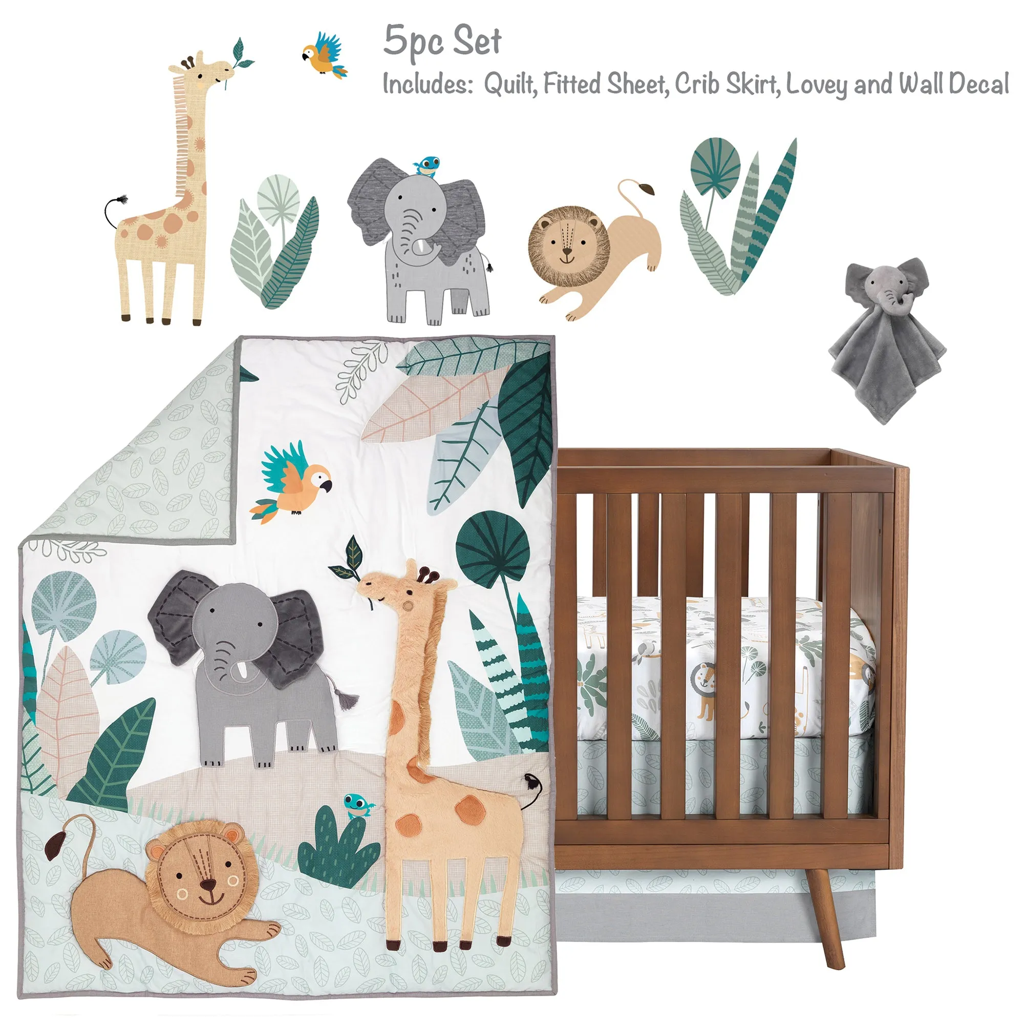 Jungle Friends 5-Piece Crib Bedding Set