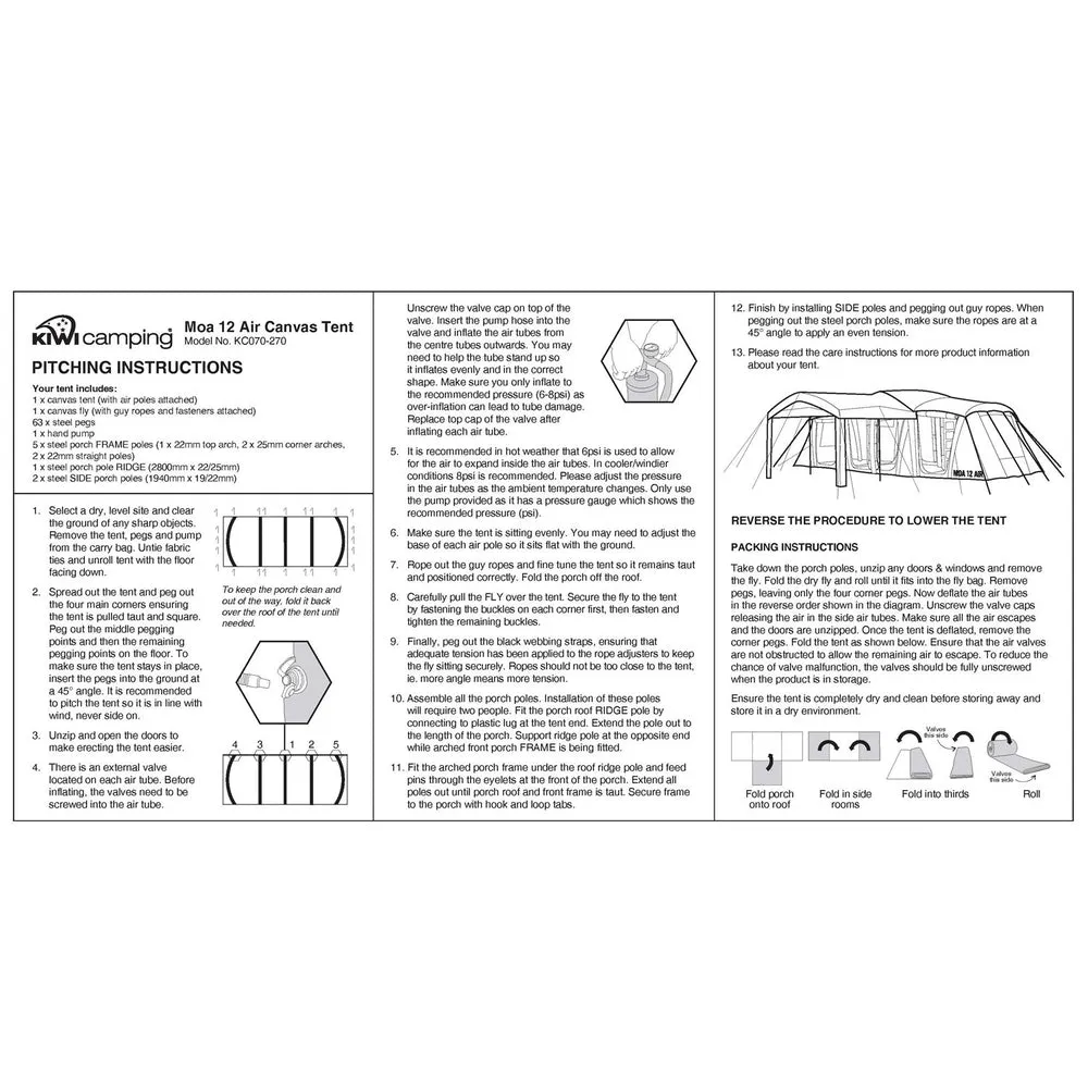 Kiwi Camping Moa 12 Canvas Air Frame Tent