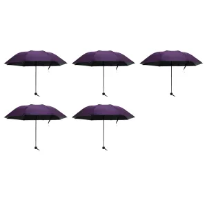 Kuber Industries 3 Fold Manual Umbrella|Windproof, Sunproof & Rainproof|With Polyester Canopy, Sturdy Steel Shaft & Wrist Straps|Easy to Hold & Carry|Umbrella for Women, Men & Kids |Purple (Pack Of 5)