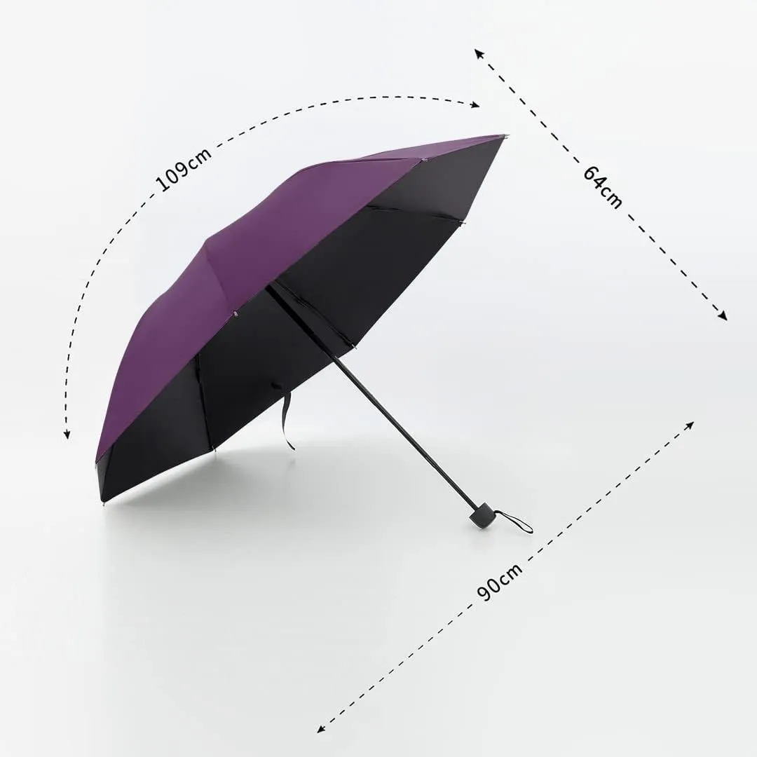 Kuber Industries 3 Fold Manual Umbrella|Windproof, Sunproof & Rainproof|With Polyester Canopy, Sturdy Steel Shaft & Wrist Straps|Easy to Hold & Carry|Umbrella for Women, Men & Kids |Purple (Pack Of 5)