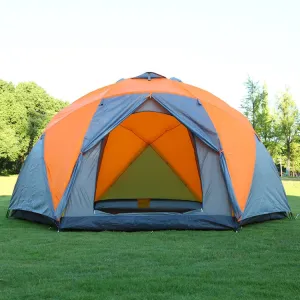 Large Double-layer 3 Open Door 6 Corner Can Live 10 People Manual Outdoor Camping Tent