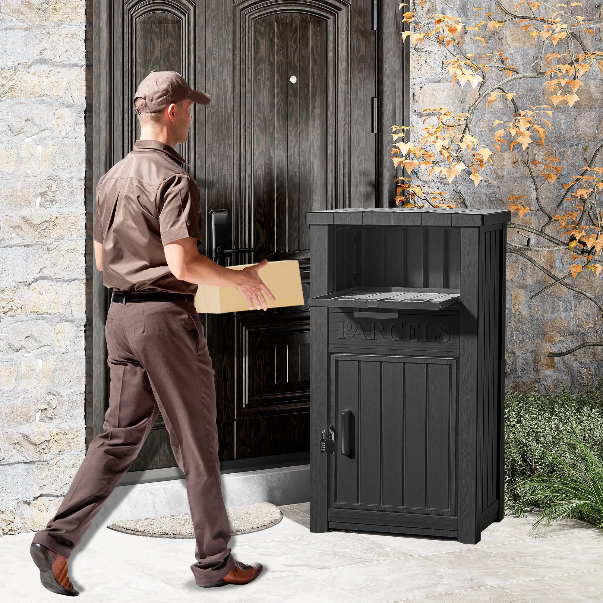 Lockable Secure Porch Delivery Box with Storage Compartment