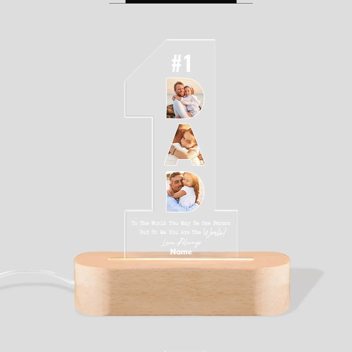 Loforay™ Number One Dad Family Photos Bedside Night Light