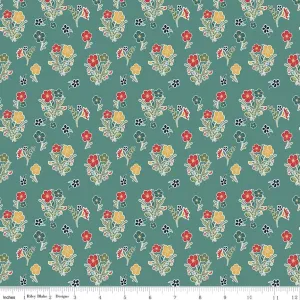 Love You S’more Floral Teal Cotton Yardage by Gracey Larson | Riley Blake Designs