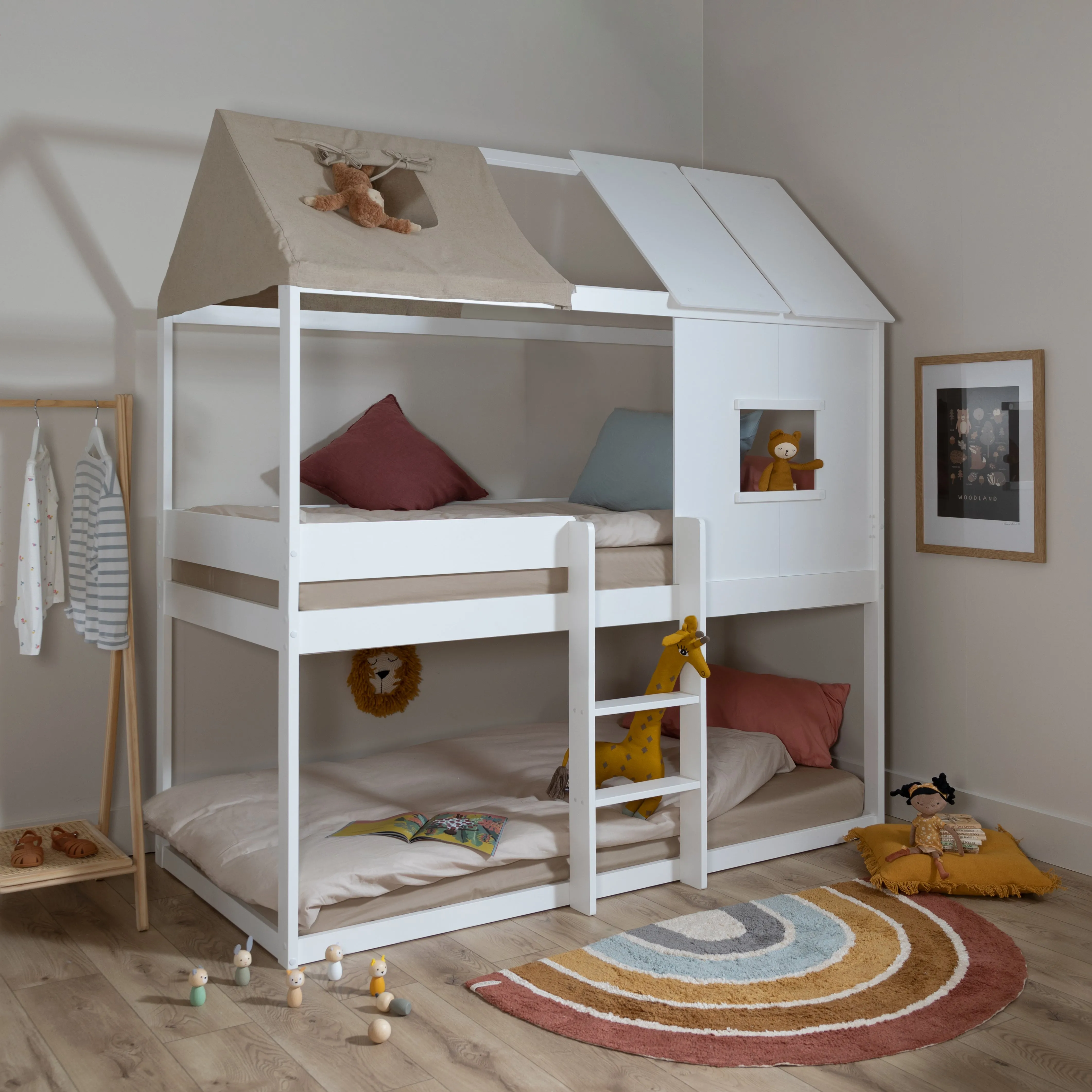 Luka Treehouse Midsleeper Bed with Tent Options in Classic White