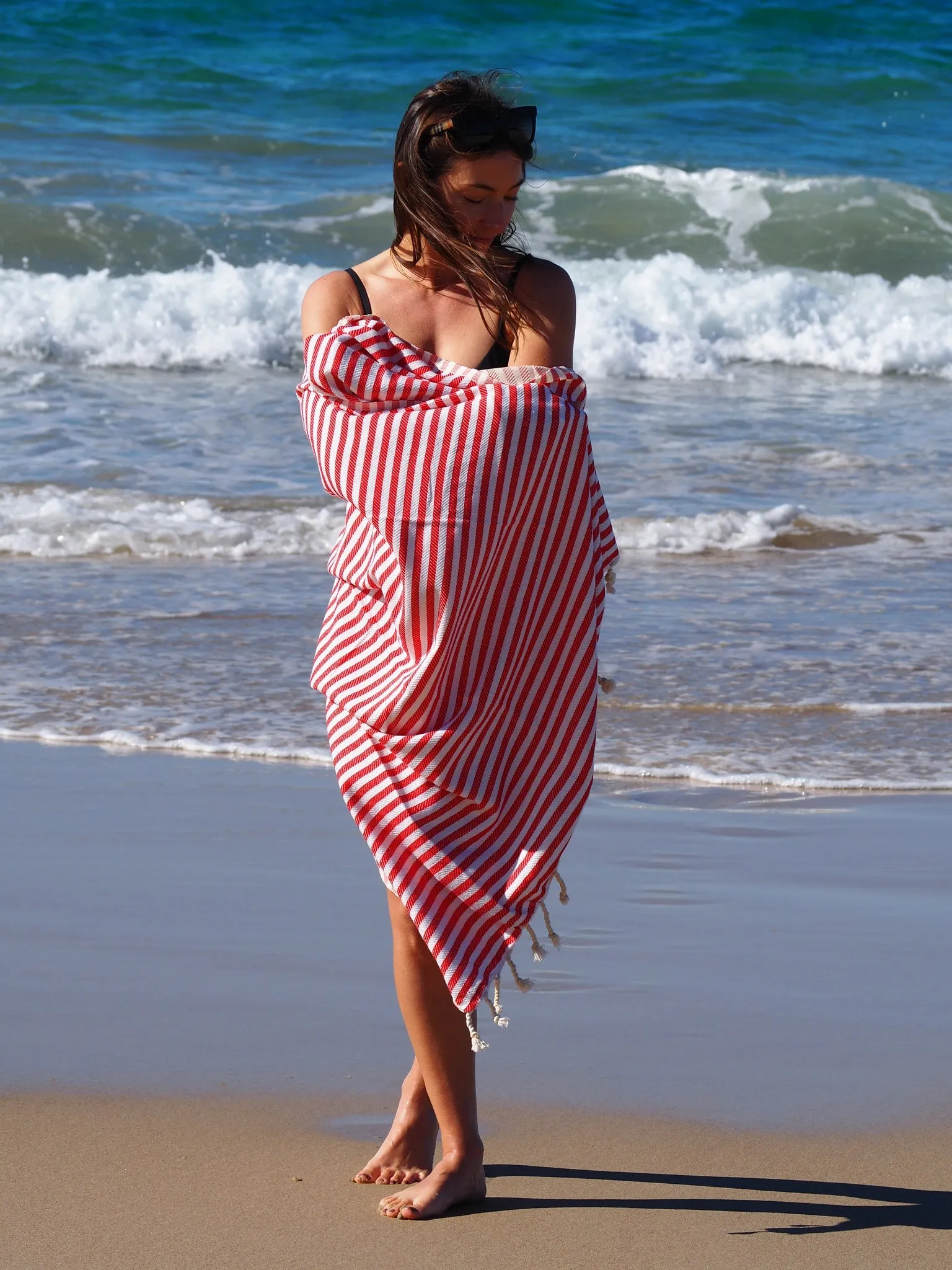 Luxurious Turkish Cotton Beach Towel (100x180cm) - Cherry