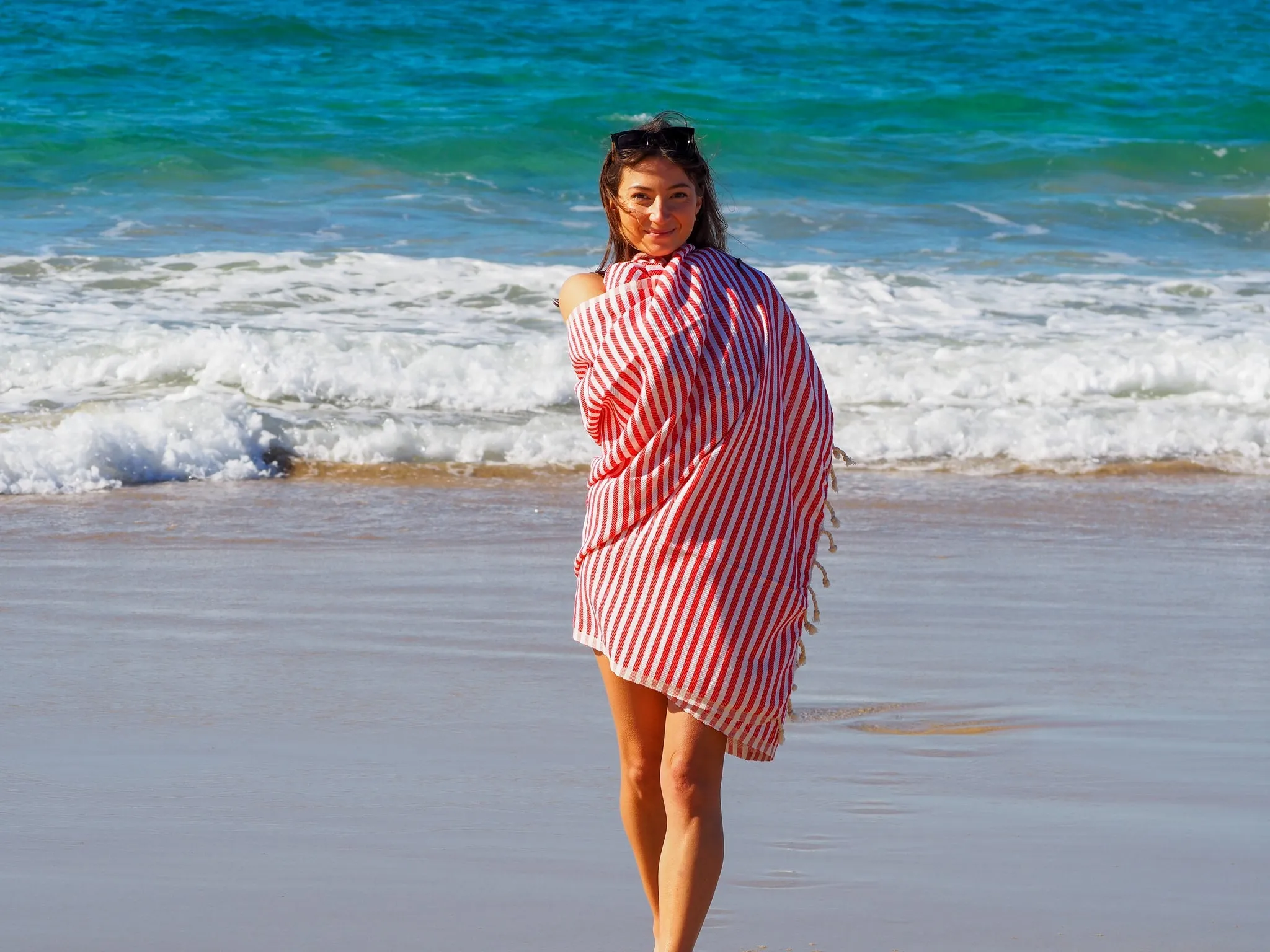 Luxurious Turkish Cotton Beach Towel (100x180cm) - Cherry