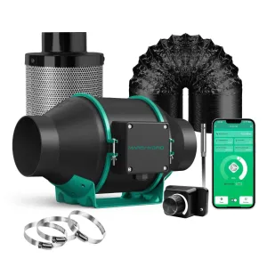 Mars Hydro iFresh 4" Smart Inline Duct Fan and Carbon Filter Combo