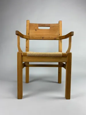 Mid Century Pine and Papercord Armchair by Tage Poulsen