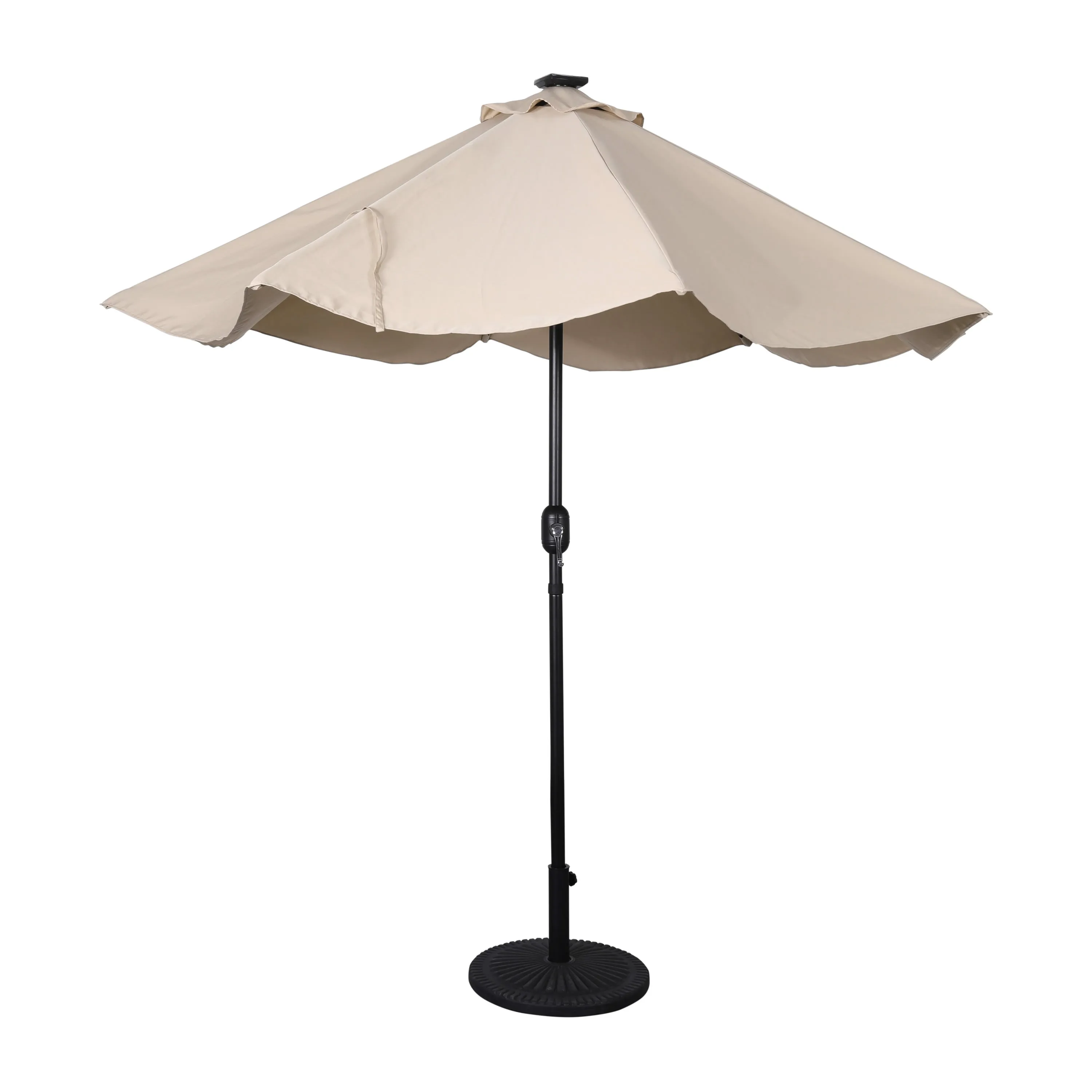 Montego Commercial Grade 9ft Round Solar LED Umbrella with Crank Lift and Tilt Function