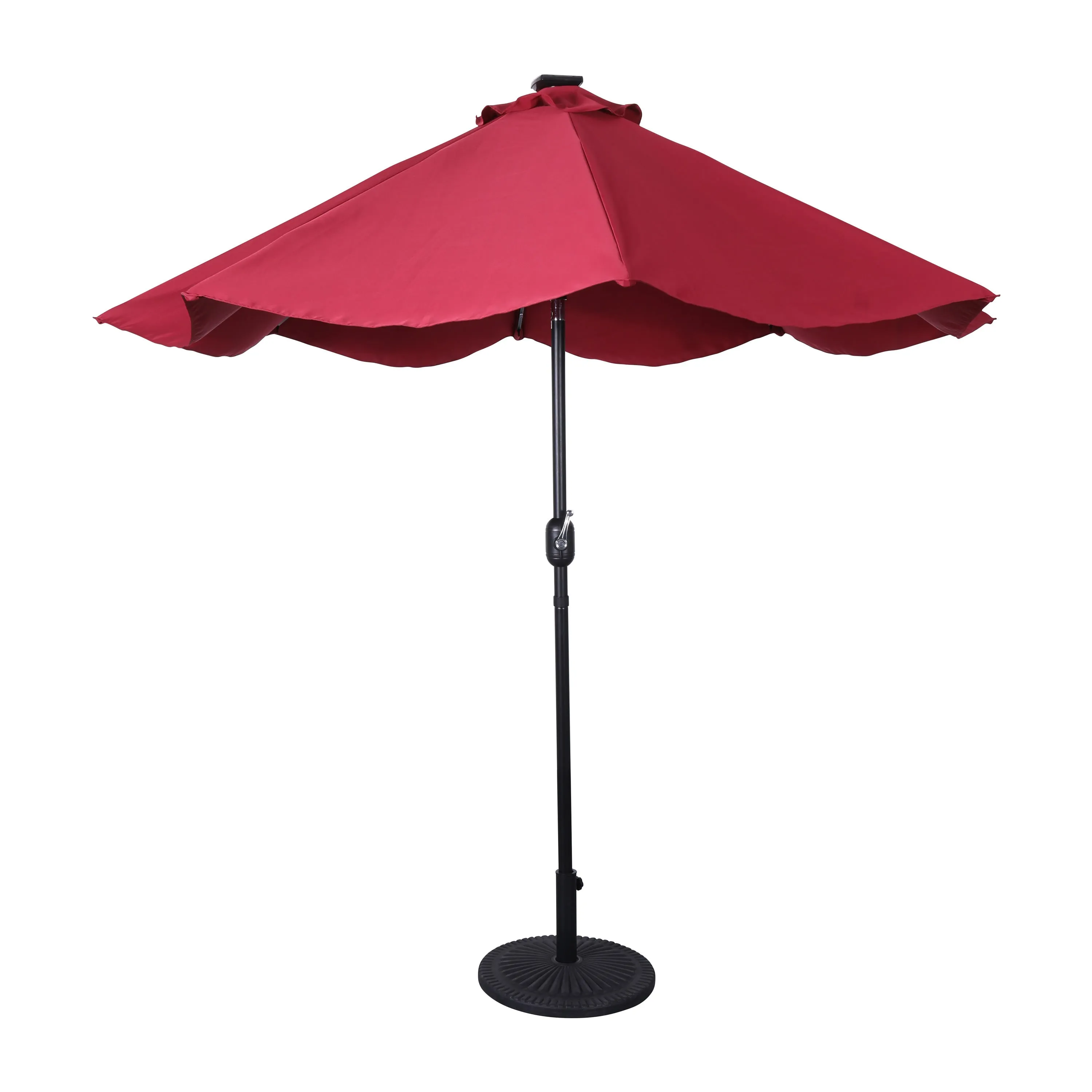 Montego Commercial Grade 9ft Round Solar LED Umbrella with Crank Lift and Tilt Function