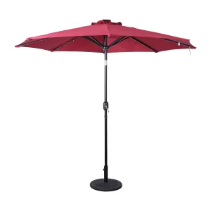 Montego Commercial Grade 9ft Round Solar LED Umbrella with Crank Lift and Tilt Function