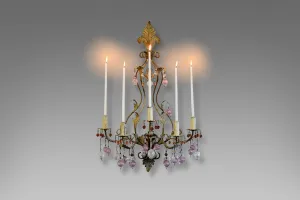 Murano Glass and Iron Belle Epoque Wall Candle Holder