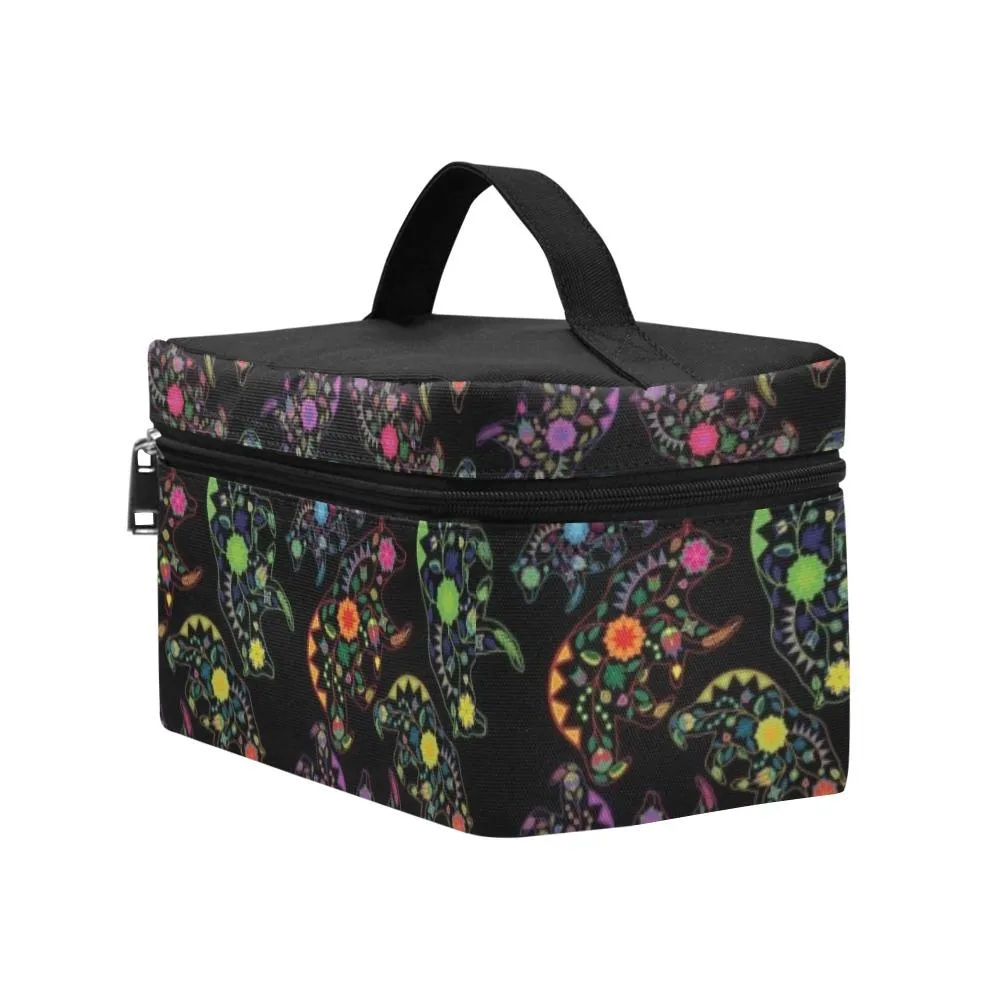 Neon Floral Bears Cosmetic Bag/Large