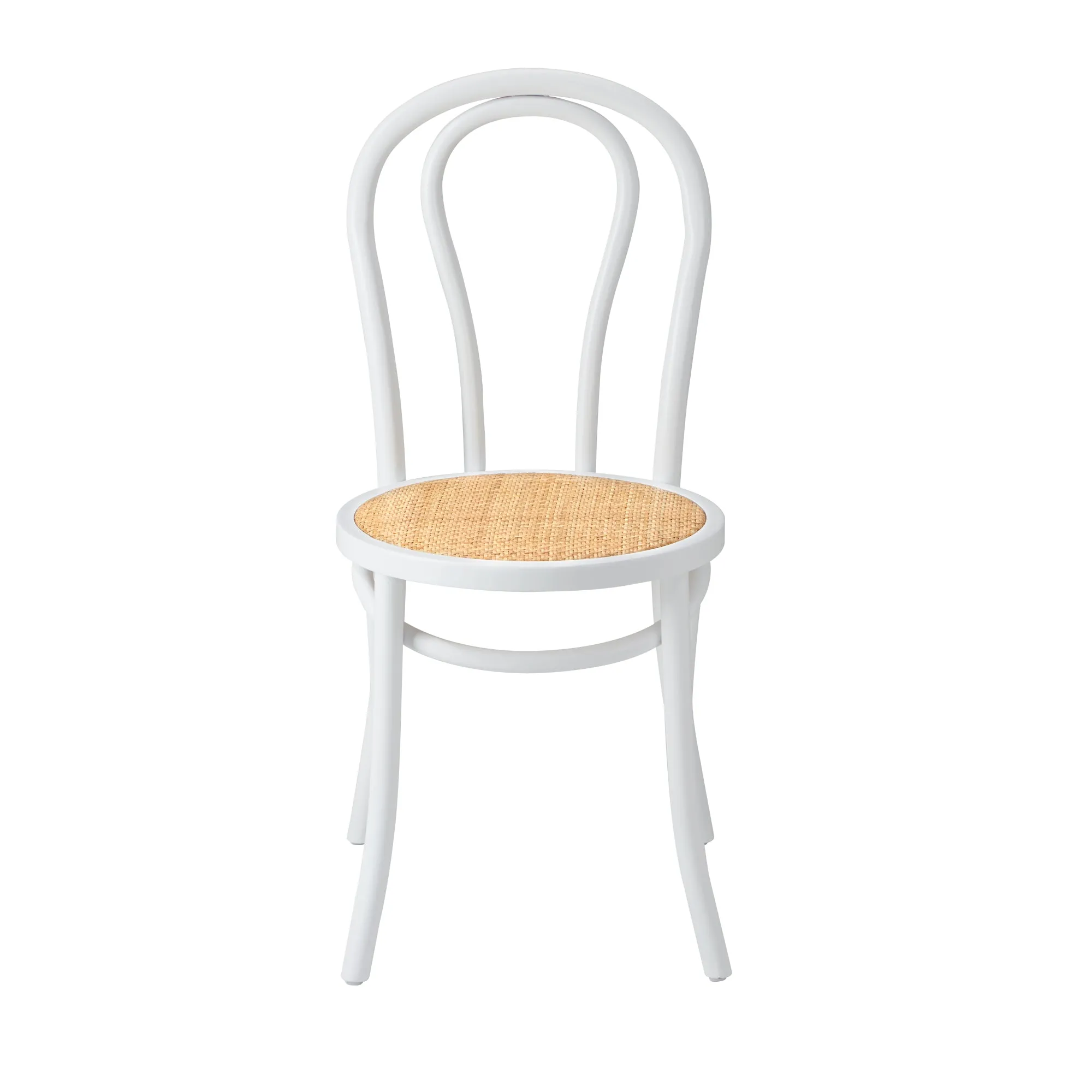 Oikiture 2PCS Dining Chair Solid Wooden Chairs Ratan Seat White