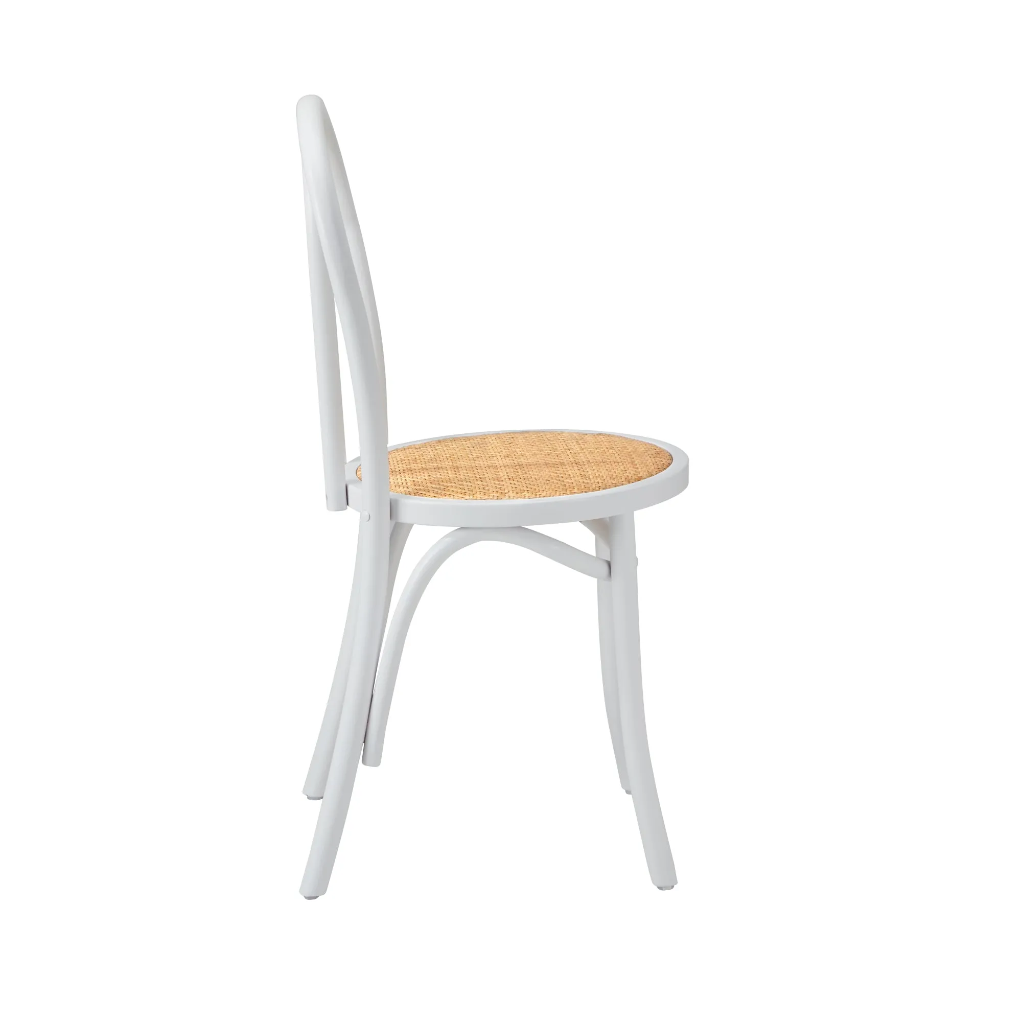 Oikiture 2PCS Dining Chair Solid Wooden Chairs Ratan Seat White