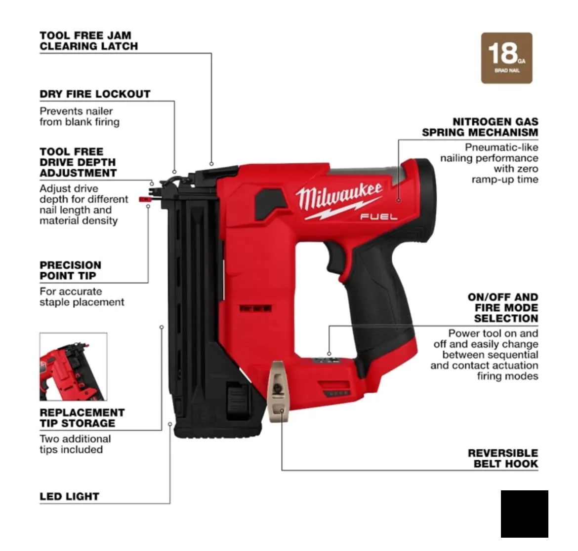 Open Box -  M12 FUEL 12-Volt Lithium-Ion Brushless Cordless 18-Guage Compact Brad Nailer (Tool Only)