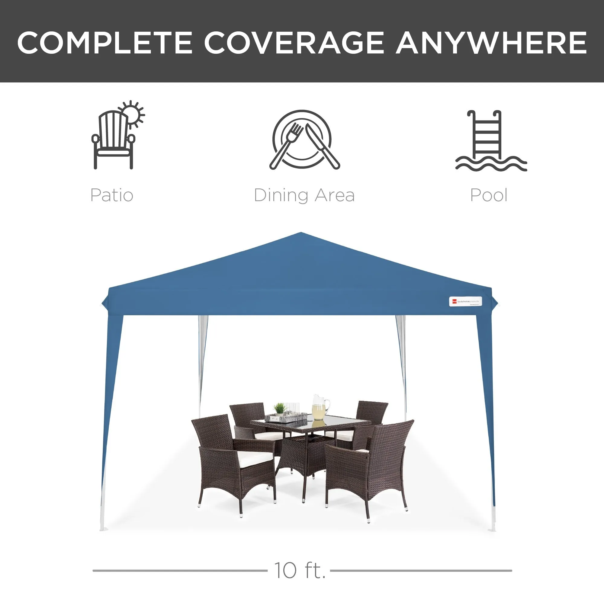 Outdoor Portable Pop Up Canopy Tent w/ Carrying Case, 10x10ft