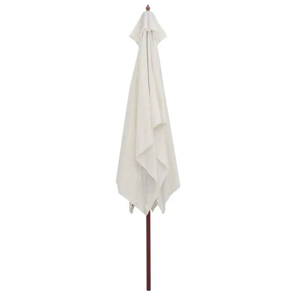 Parasol 200x300 cm Wooden Pole Cream White