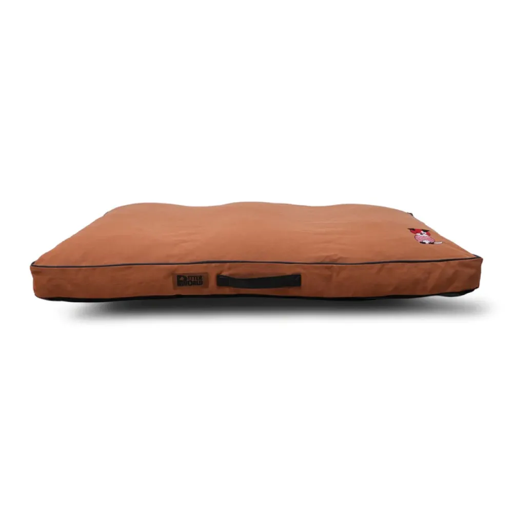 Petter World Comfort Flat Cushion Bed for Dogs (Earthy Brown)