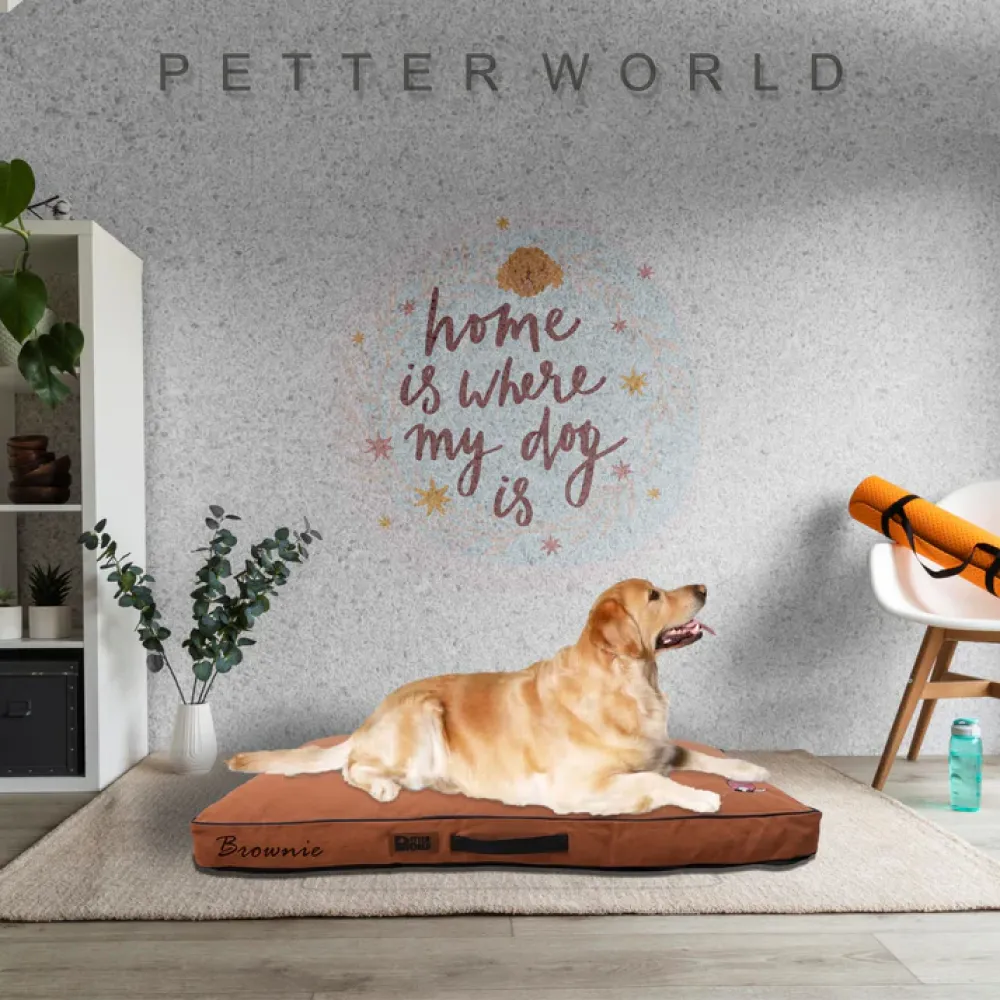 Petter World Comfort Flat Cushion Bed for Dogs (Earthy Brown)