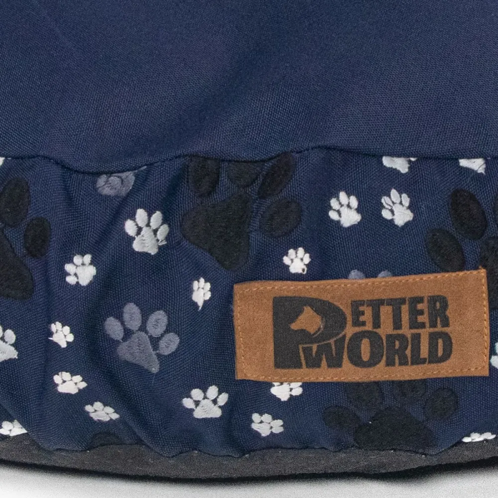 Petter World Indoor Artisanal Round Cushioned Bed with Washable Cover for Dogs and Cats (Ensign Blue)