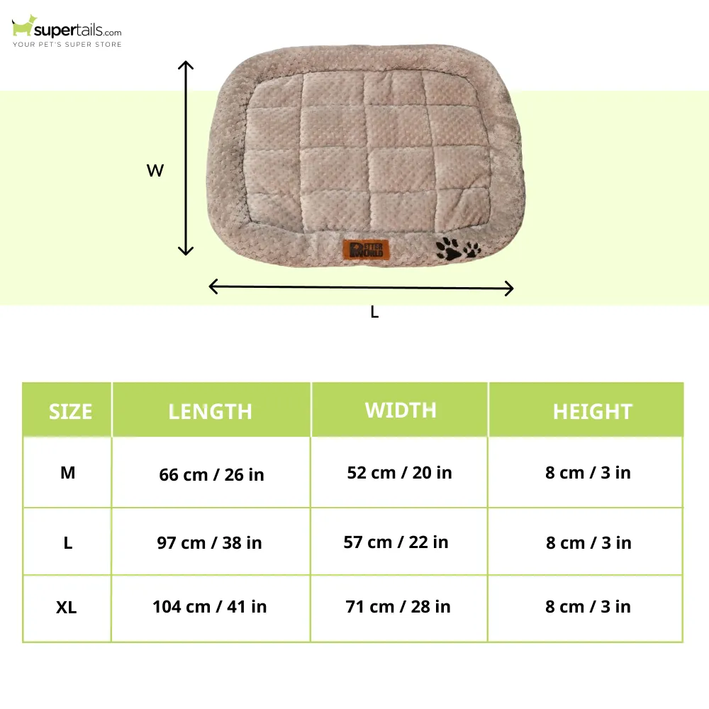 Petter World Luxury Quilted Crate Mat with Padded Perimeters for Extra Support for Dogs (Meteorite)