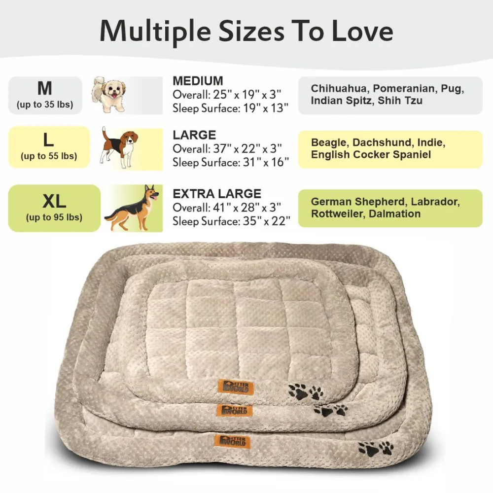 Petter World Luxury Quilted Crate Mat with Padded Perimeters for Extra Support for Dogs (Meteorite)