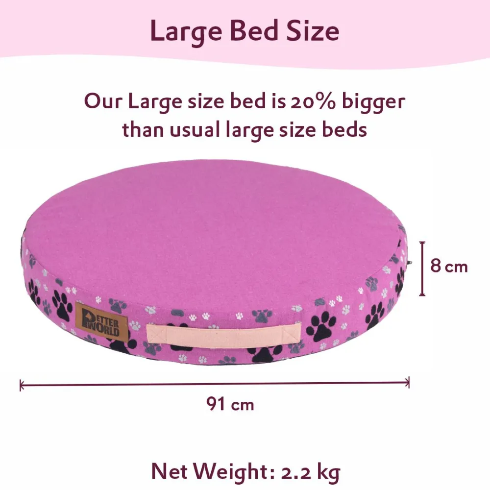 Petter World Orthopedic Round Flat Foam Mattress Bed with Thick & Durable Washable Cover (Crocus)