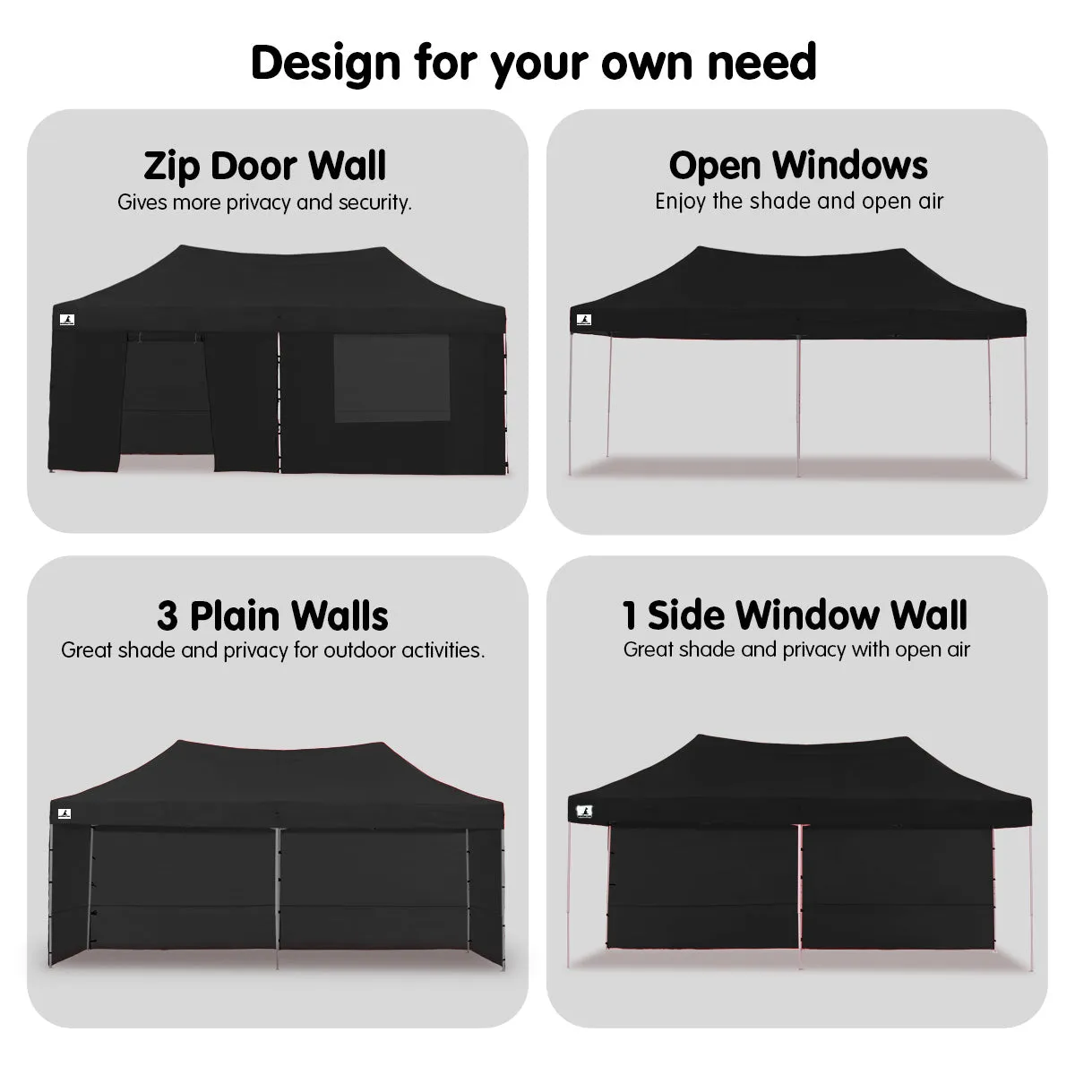 Pop-Up Gazebo Tent, 3 Height Settings, 3x6m - Wallaroo