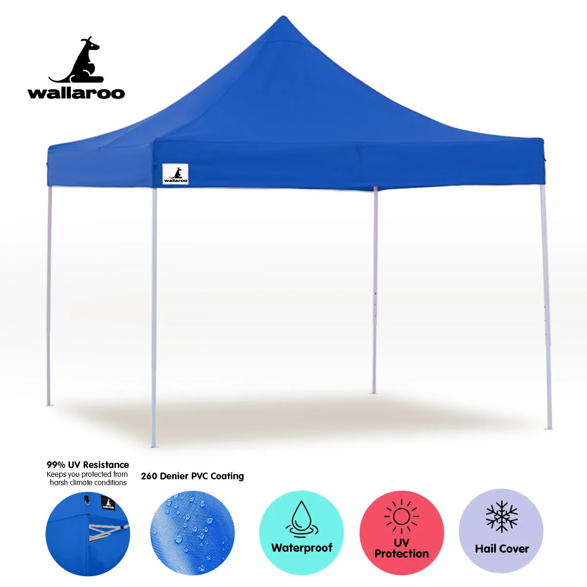 Quick Setup 3x3m Pop-Up Gazebo Tent - Blue, Wallaroo