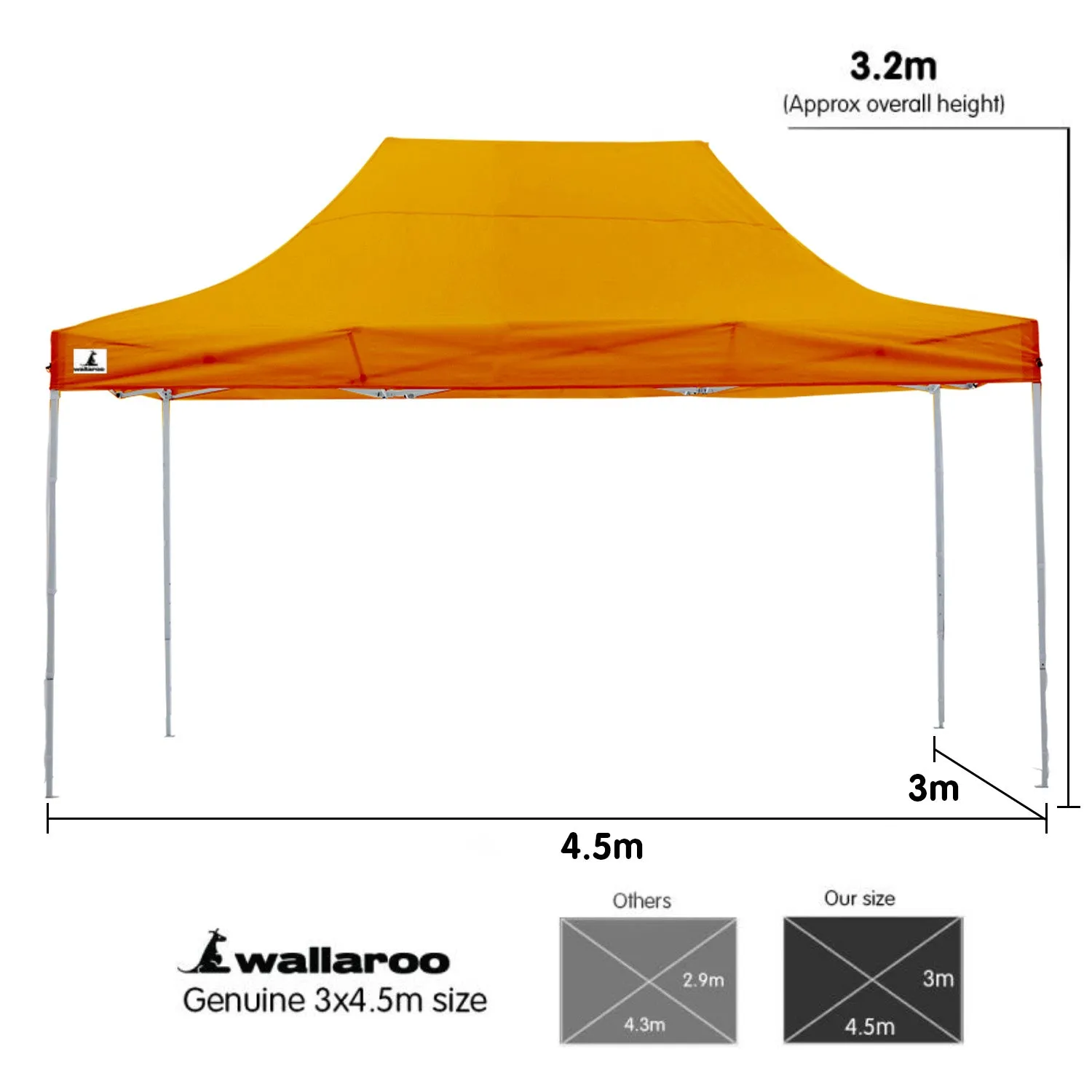 Quick Setup Pop-Up Marquee Gazebo 3x4.5m with Carry Bag - Wallaroo