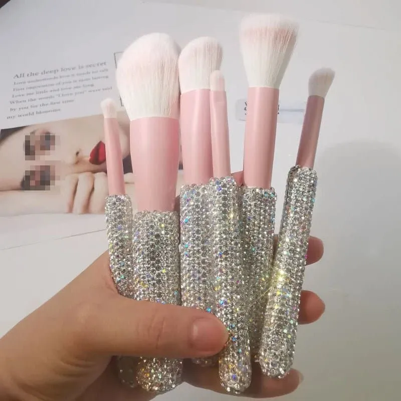 Rhinestone Makeup Brush Set - 12-Piece High Quality Brushes