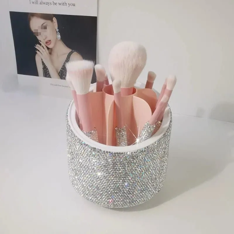 Rhinestone Makeup Brush Set - 12-Piece High Quality Brushes