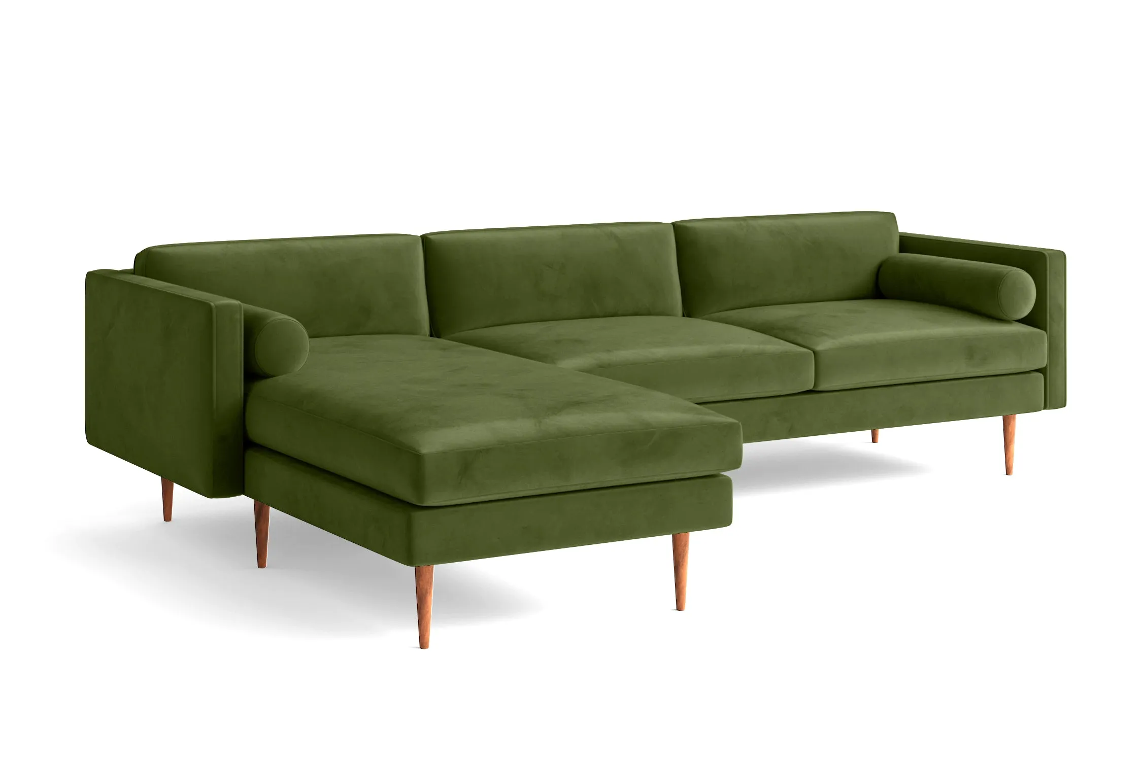 Salerno 3 Seater Left Hand Facing Chaise Lounge Corner Sofa Lime Velvet