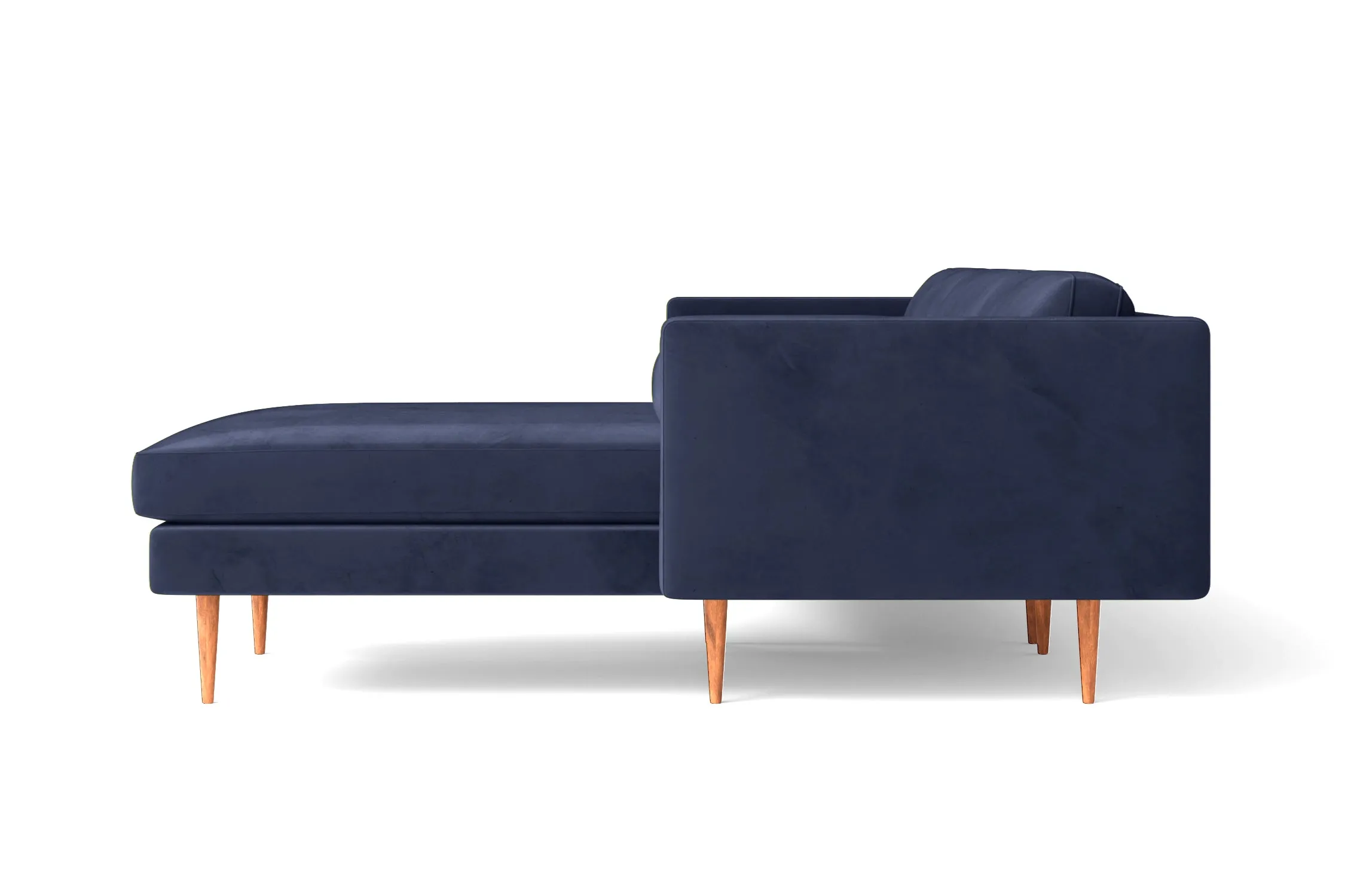 Salerno 3 Seater Right Hand Facing Chaise Lounge Corner Sofa Dark Blue Velvet