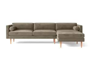 Salerno 3 Seater Right Hand Facing Chaise Lounge Corner Sofa Sand Velvet